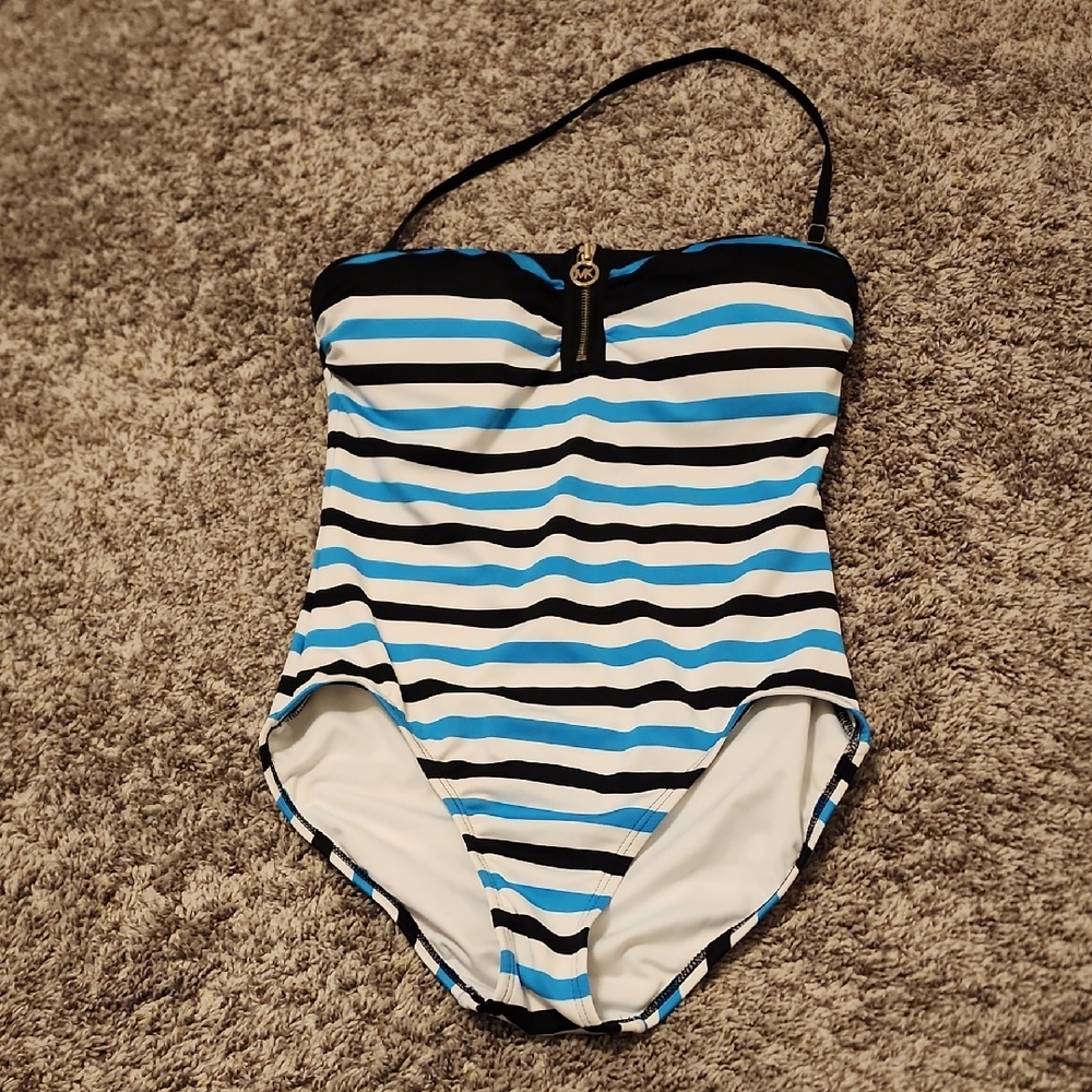 Michael Kors Blue and Black One Piece Swimsuit
